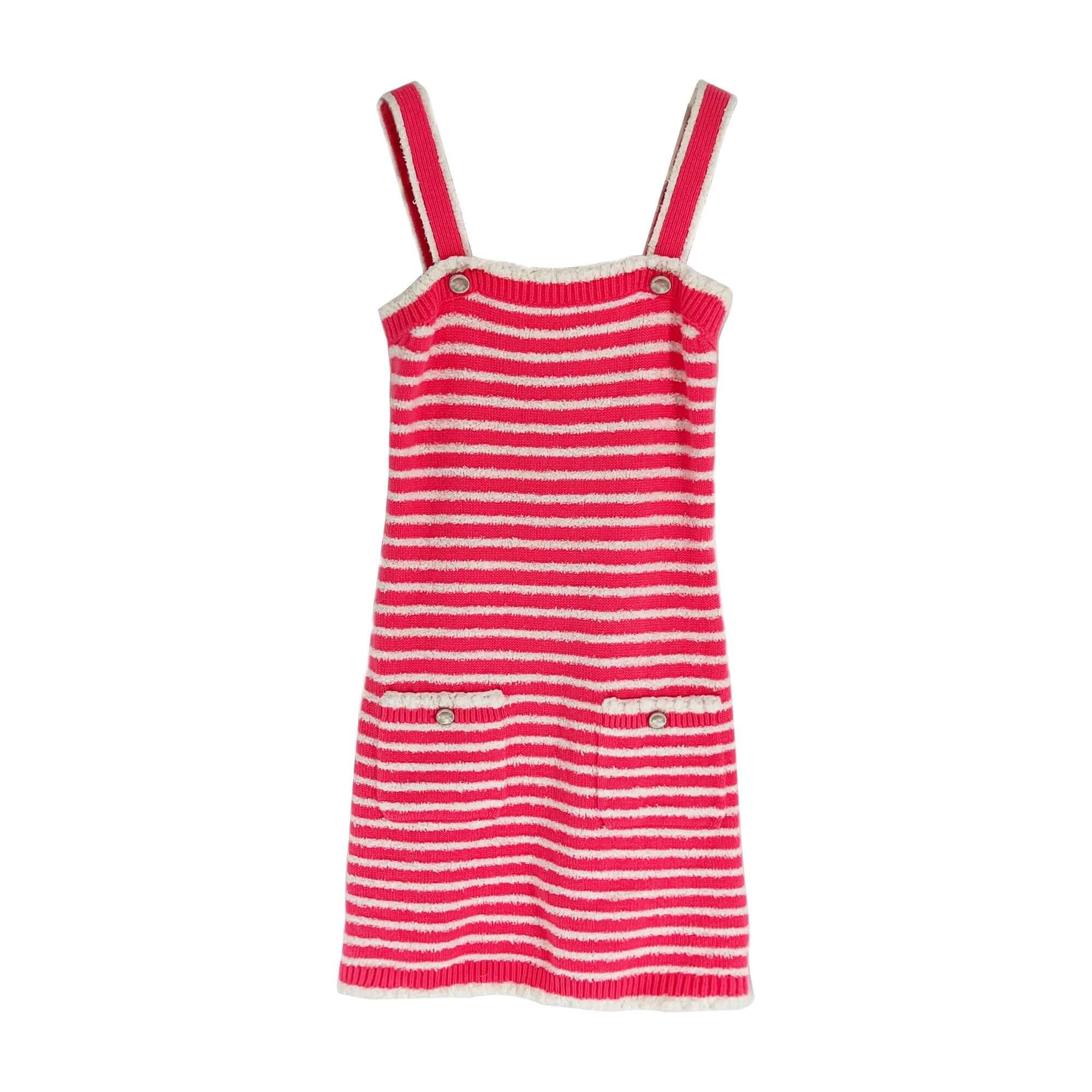 Chanel pink stripe knit dress