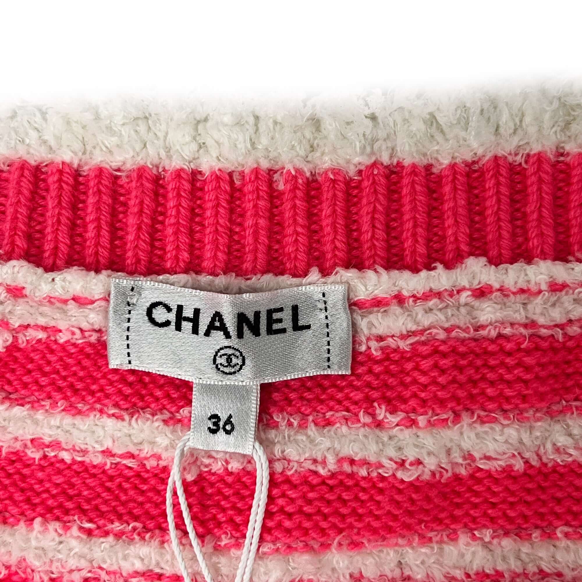Chanel pink stripe knit dress