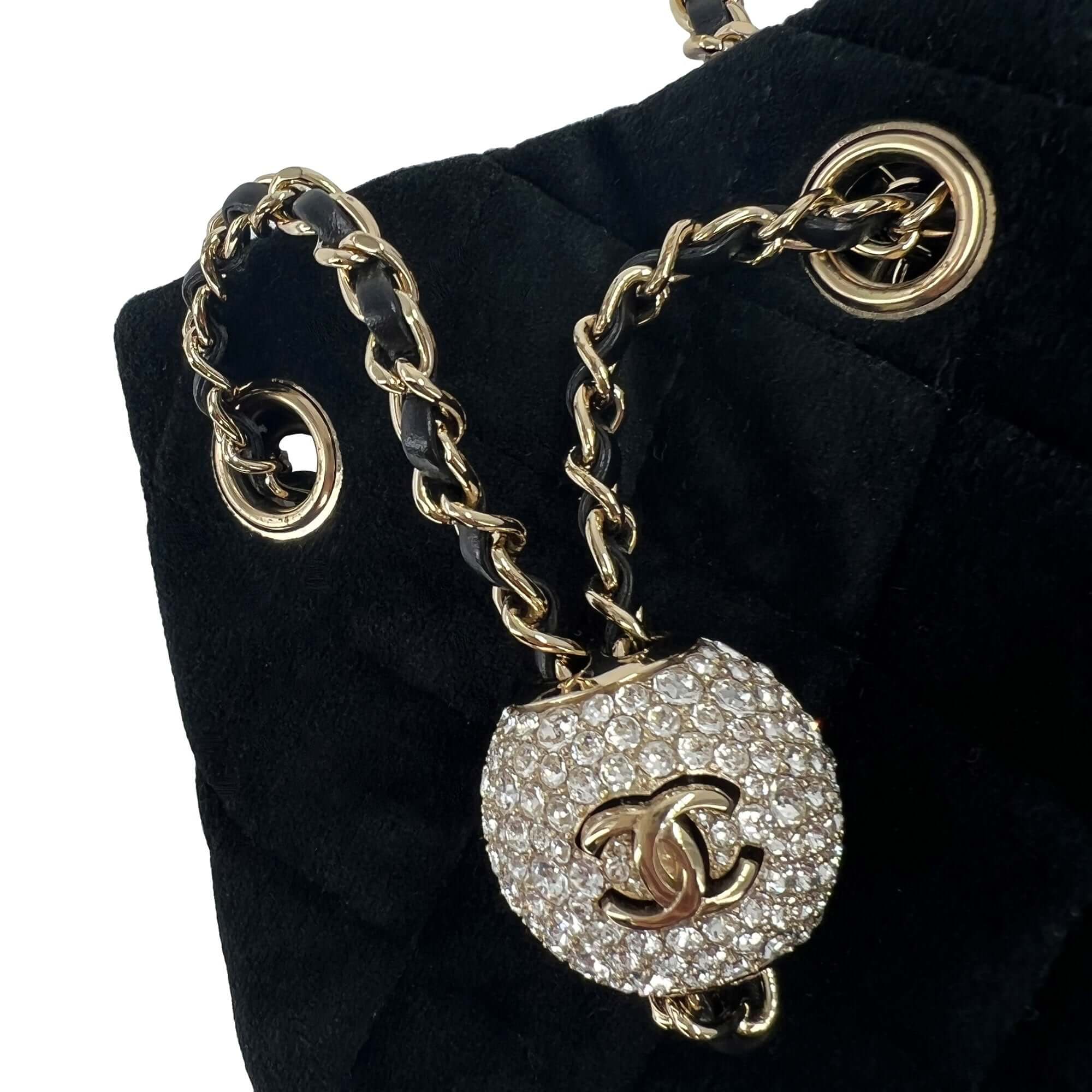 Chanel velvet pearl crush mini drawstring bag