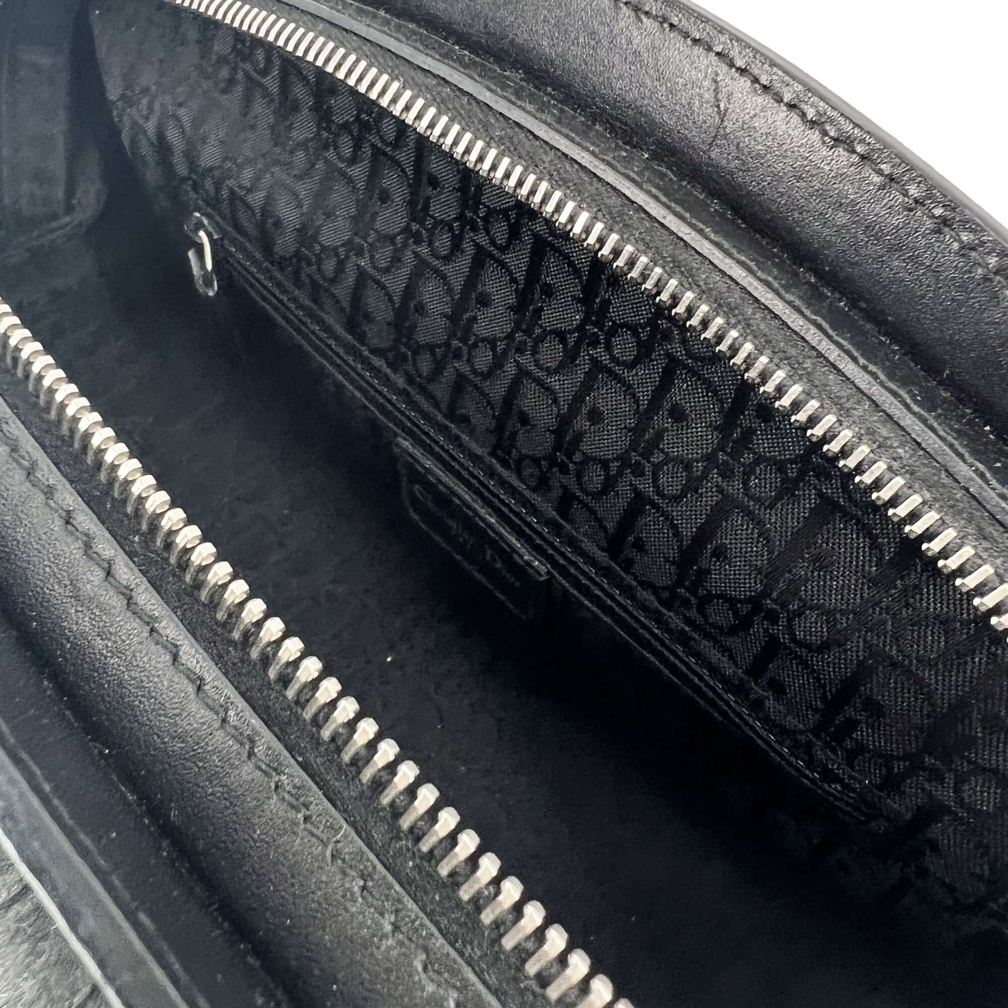 Christian Dior Black Diorissimo Fur and Leather Frame satchel