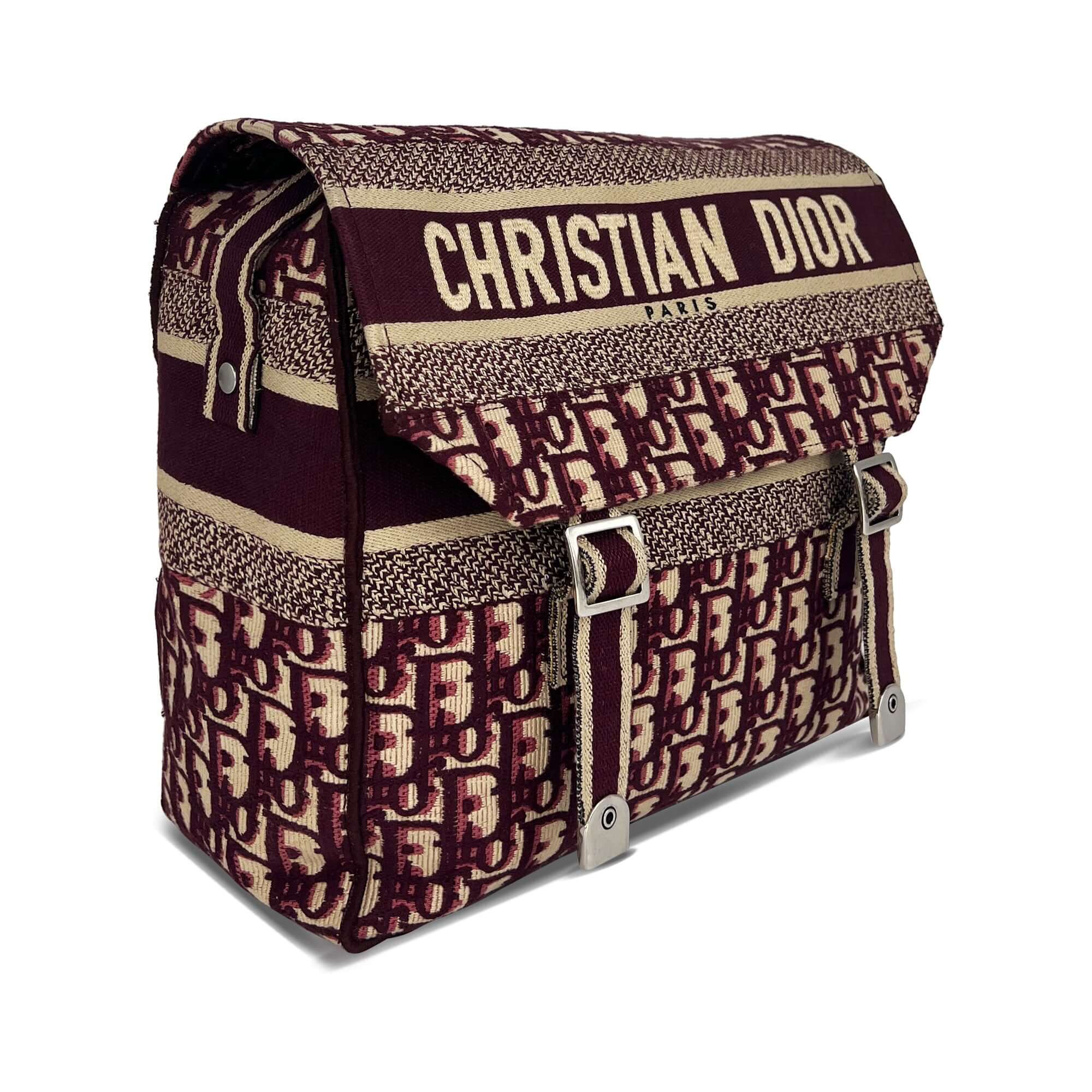 Christian Dior Diorcamp Messenger Bag Oblique Embroidery Navy Blue