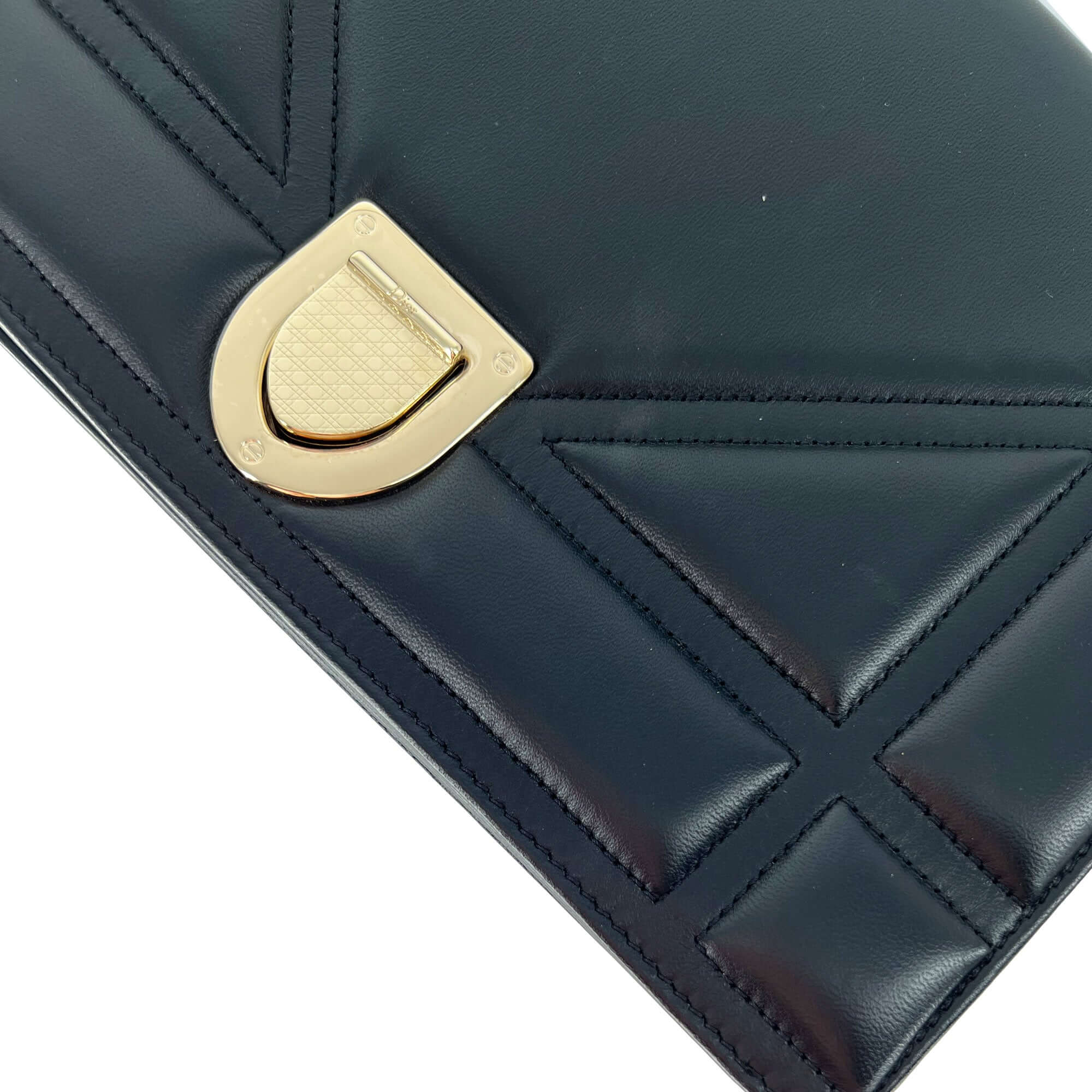Christian Dior black calfskin on chain handbag