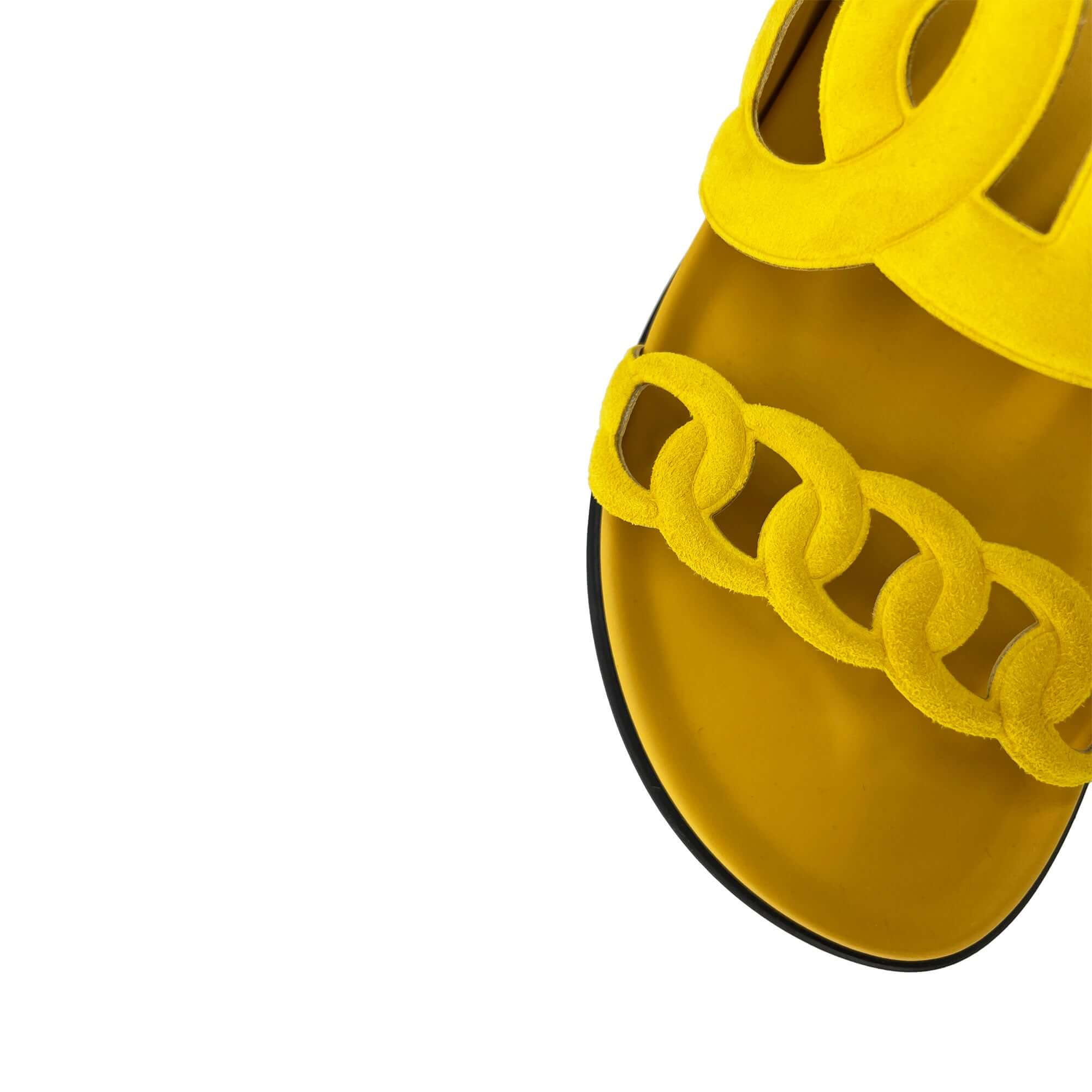 Hermes Extra Designer Sandals in yellow detail