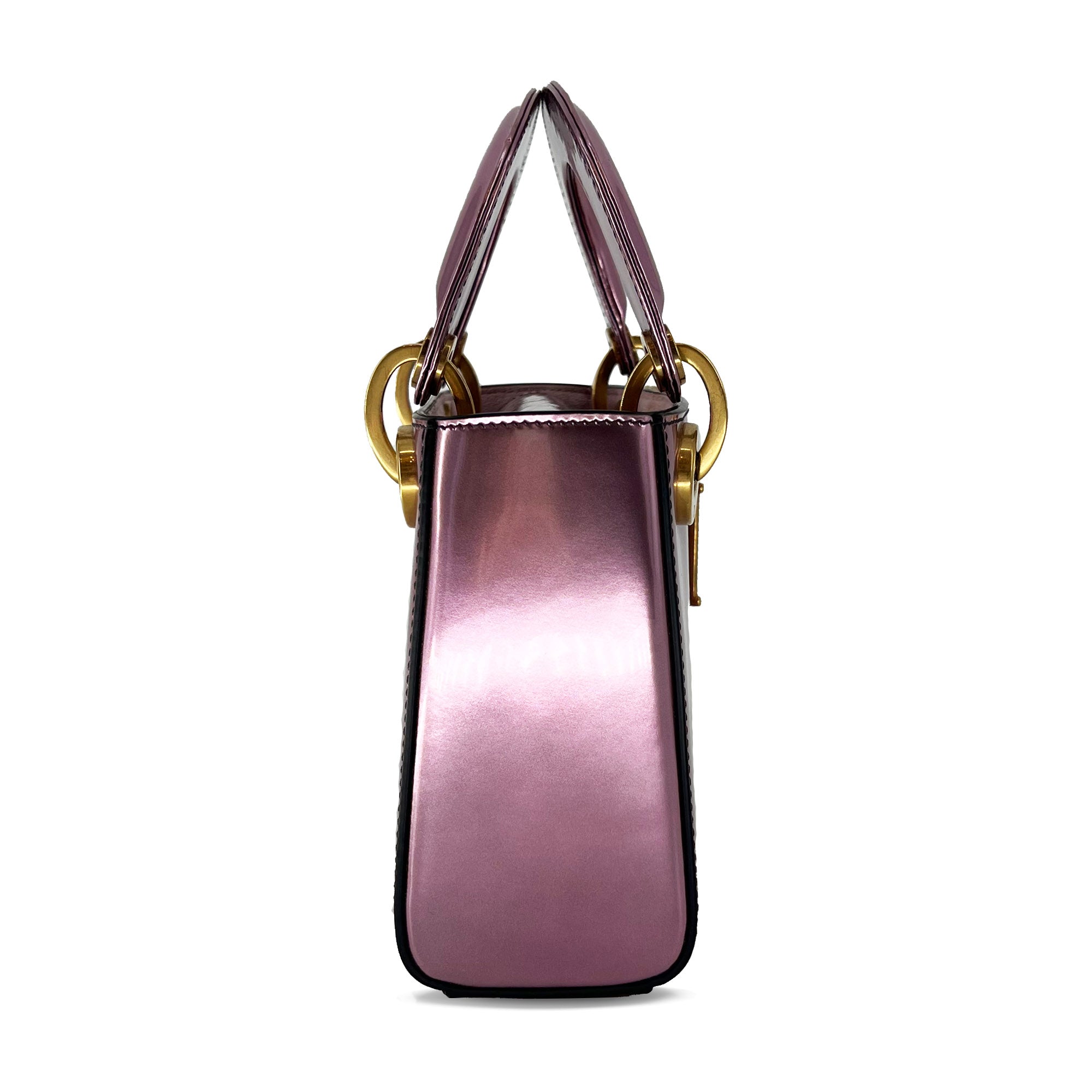 Mini Lady Dior bag metallic pink calfskin