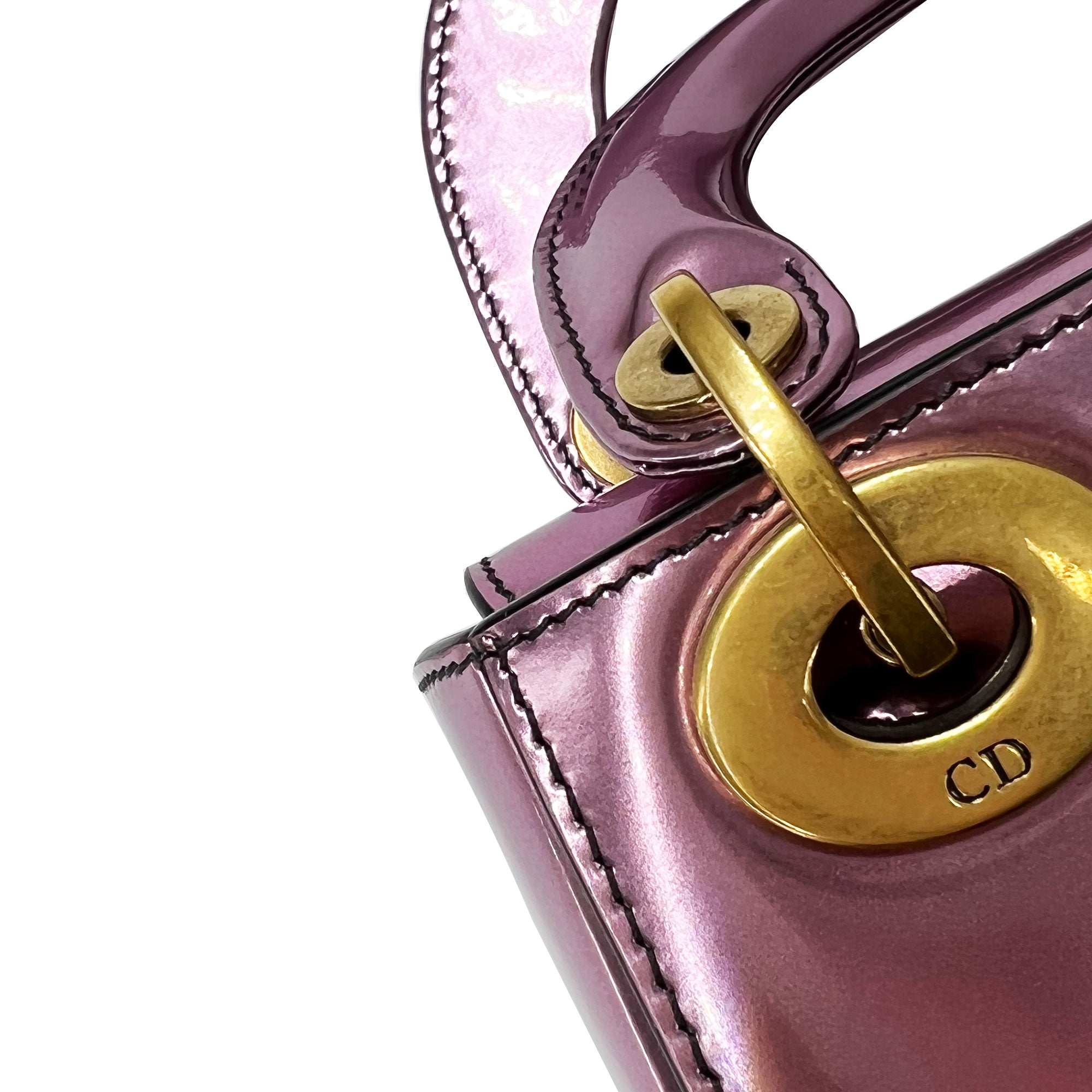 Mini Lady Dior bag metallic pink calfskin