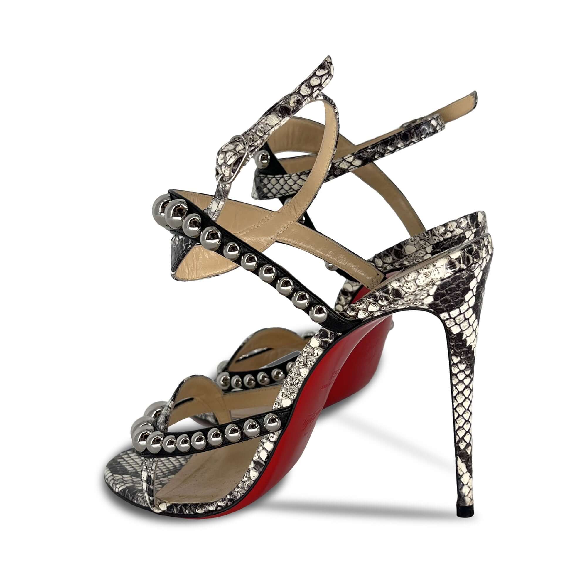 Christian Louboutin Galeria Leather and Snakeskin Sandals
