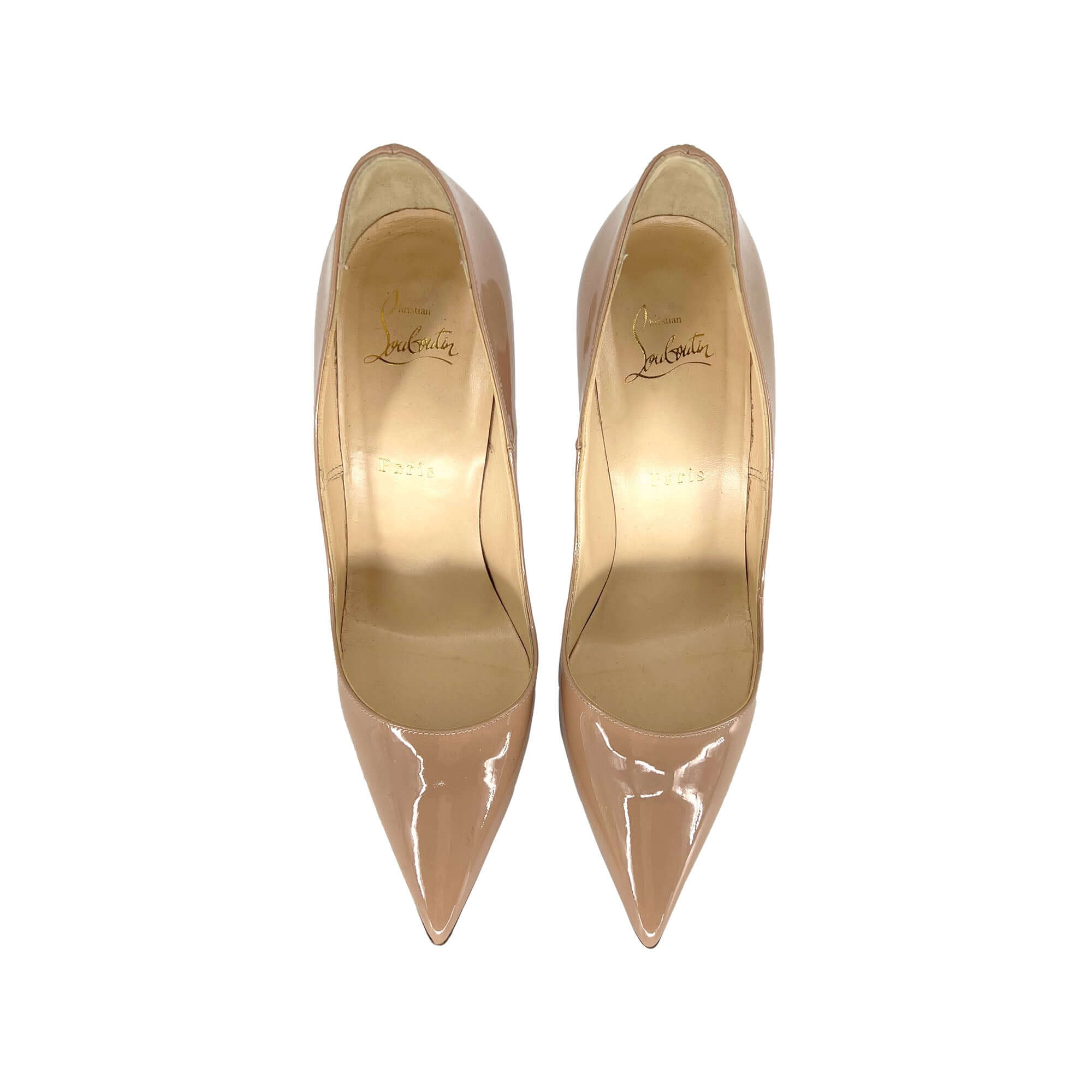 Christian Louboutin So Kate Nude Patent Leather Heels