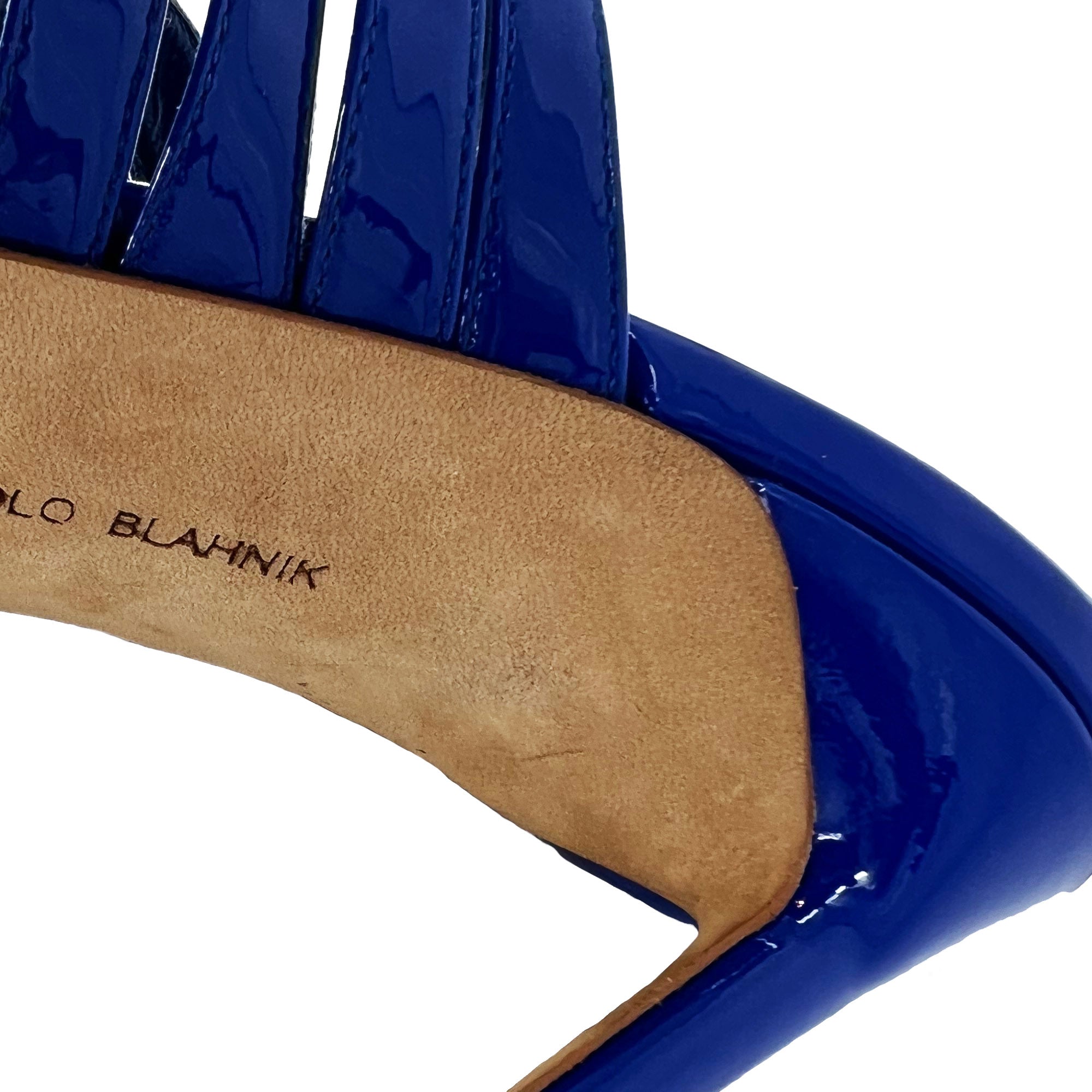 Manolo Blahnik royal blue stripe heeled mules