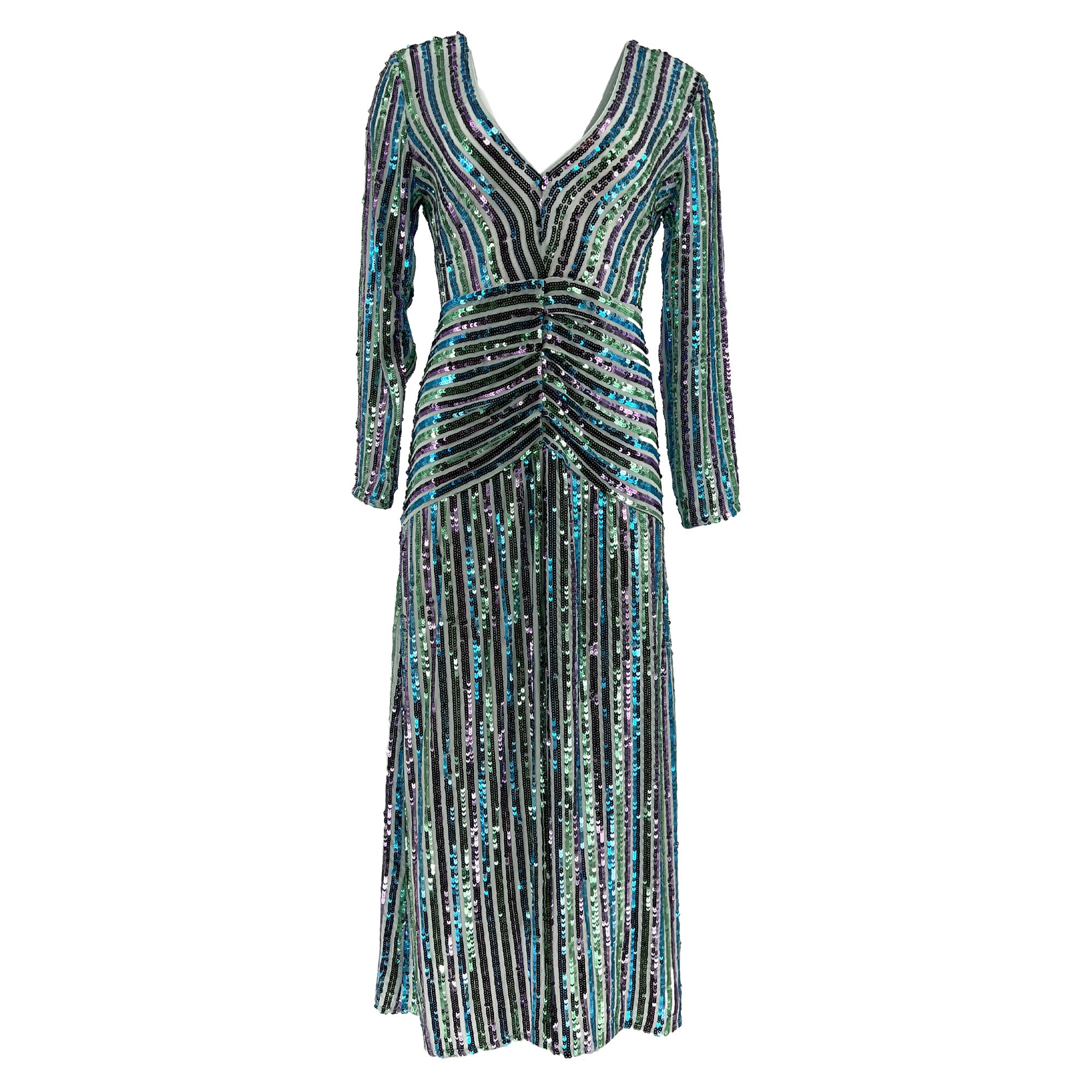RIXO LONDON - Emmy multi stripe sequin dress