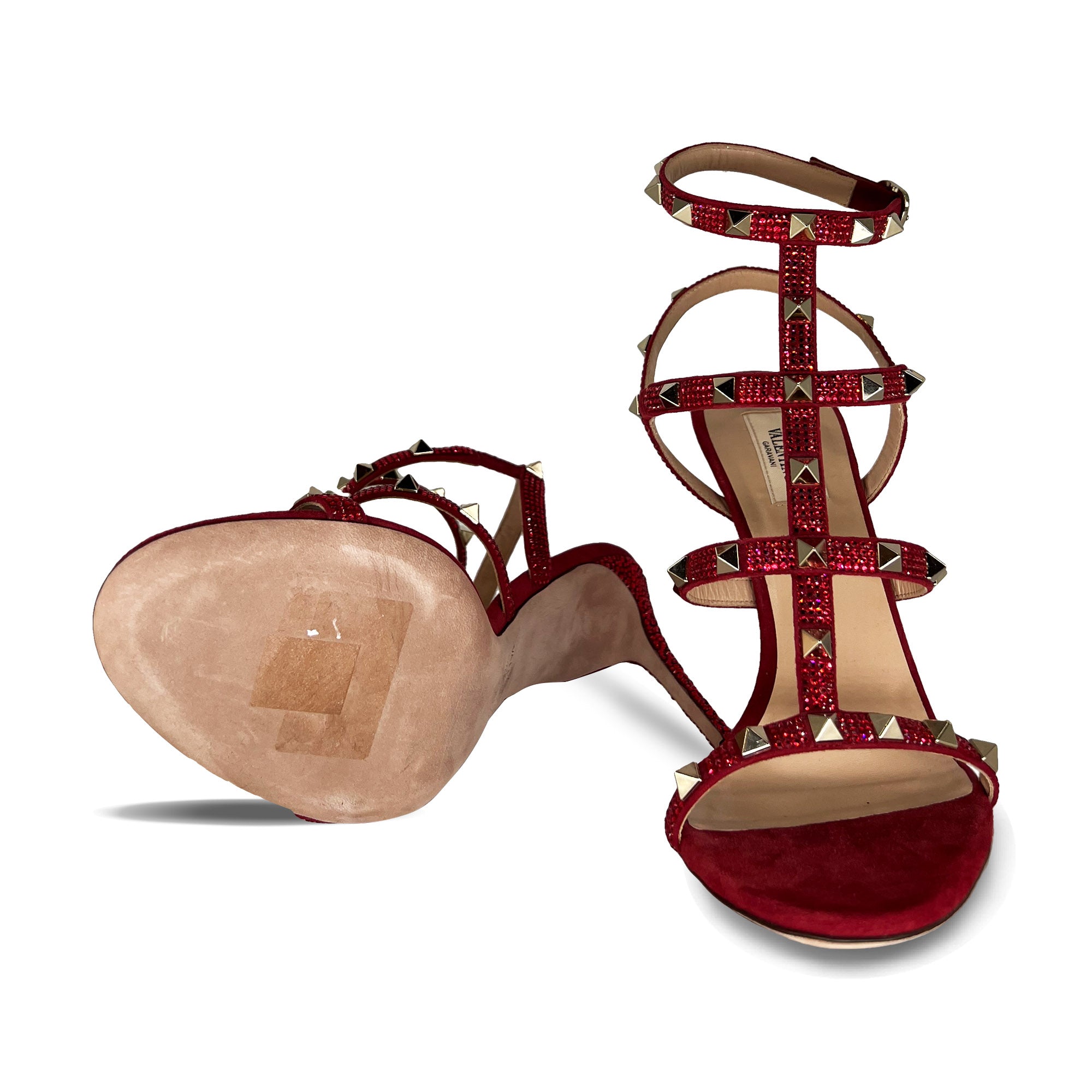 Valentino Garavani rockstud red leather sandals